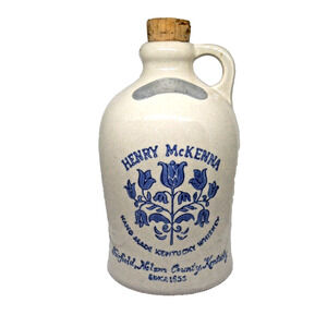 Henry McKenna Kentucky Sour Mash Bourbon Whisky Jug Crock 4/5 Quart Empty Vtg